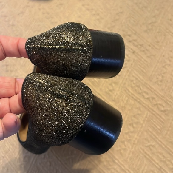 LINEA Paolo Bellini Pointed Toe Low Block Heel Bronze Metallic Suede Gold Black - Picture 6 of 10